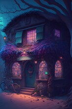 Environment Fantasy Inn Quaint Shop Front Concealed In A Tiny Street Dreamcatcher Nets Wolf Symbols Colourful Whimsical Magical Ethereal 8k Full Hd Mythical Anime Magical Mystical Colours Dreamy 