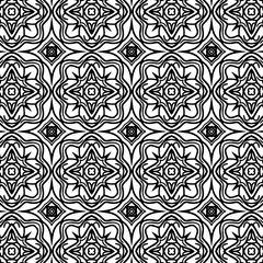 Wall Mural - seamless pattern with black and white flowers