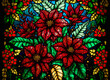 Poinsettia, stained glass window. Generative AI