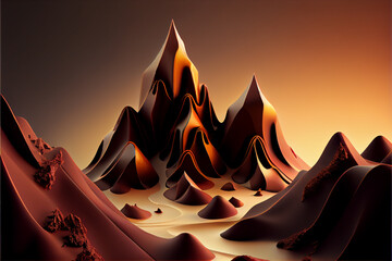 Abstract chocolate mountain in brown, generative AI.