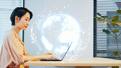 Aufkleber - Global communication network concept. Worldwide business.