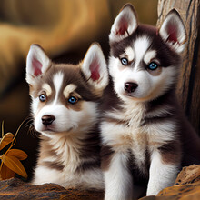 Siberian Husky Puppies Generative Ai