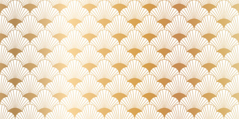 Luxury art deco seamless pattern background vector. Abstract elegant art nouveau with delicate golden geometric line vintage decorative minimalist texture style. Design for wallpaper, banner, card.