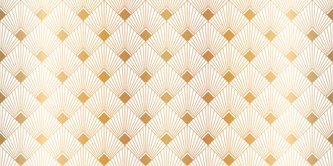 Luxury art deco seamless pattern background vector. Abstract elegant art nouveau with delicate golden geometric line vintage decorative minimalist texture style. Design for wallpaper, banner, card.