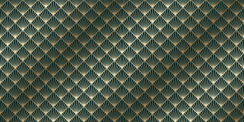 Luxury art deco seamless pattern background vector. Abstract elegant art nouveau with delicate golden geometric line vintage decorative minimalist texture style. Design for wallpaper, banner, card.