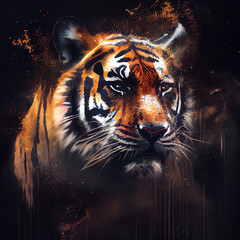 Wall Mural - Spray painted tiger generative ai