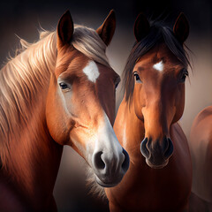 Two Horses together generative ai