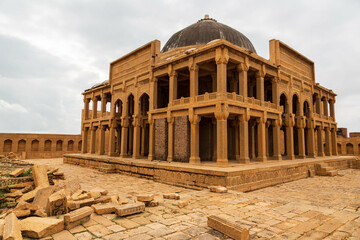 Wall Mural - Ancient mausoleum at Makli Hill in Thatta, Pakistan. Necropolis, graveyard