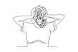 © MuhammadZulfan - Continuous singe one line drawing art of stress confusing people because any problem. Vector illustration of business woman mess feeling with round scribbles instead of a head.