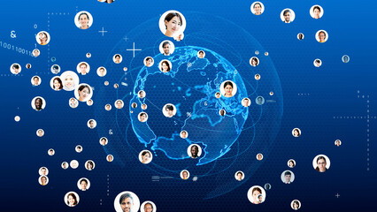 Aufkleber - Global communication network concept. Social media. Worldwide business.
