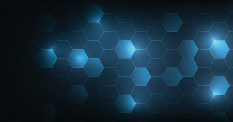 Aufkleber - Background of hexagon geometric dark blue pattern. healthcare medical and technology background.Graphic digital science concept design.	
