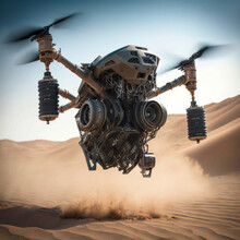 Drone Of The Future In  Sand Dunes