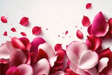 Backdrop Of Rose Petals Isolated On A Transparent White Background. Valentine Day Background. Vector Illustration