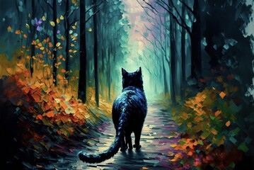 cat in the woods