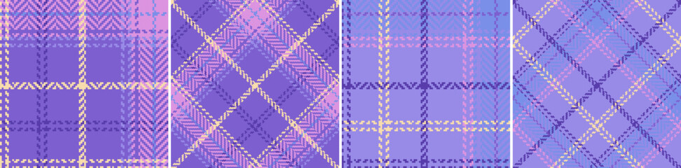 Canvas Print - Check plaid seamless pattern set background.