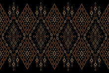 Nature Vintages Cross Stitch Traditional Ethnic Pattern Paisley Flower Ikat Background Abstract Aztec African Indonesian Indian Seamless Pattern For Fabric Print Cloth Dress Carpet Curtains And Sarong