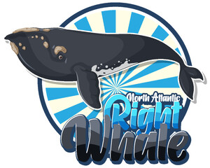 Wall Mural - Right whale logo with carton character