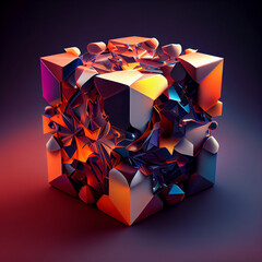 Aufkleber - Beautiful Abstract colourful background. Starburst dynamic cube.  