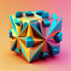 Aufkleber - Beautiful Abstract colourful background. Starburst dynamic cube.  