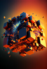Aufkleber - Beautiful Abstract colourful background. Starburst dynamic cube.  