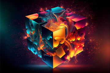 Aufkleber - Beautiful Abstract colourful background. Starburst dynamic cube.  
