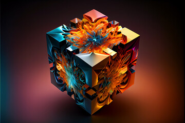 Aufkleber - Beautiful Abstract colourful background. Starburst dynamic cube.  