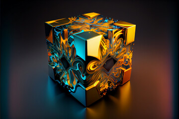 Aufkleber - Beautiful Abstract colourful background. Starburst dynamic cube.  