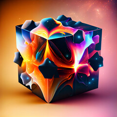 Aufkleber - Beautiful Abstract colourful   background. Starburst dynamic cube. 
