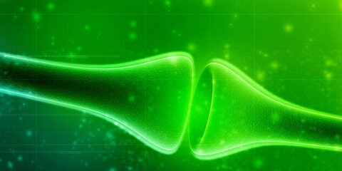 Wall Mural - synapse and neuron cells sending electrical chemical signals. 3d rendering