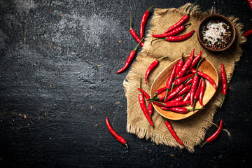 Canvas Print - A plate of red chili pepper on a napkin. 