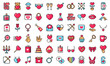 Valentine’s day pixel icons set. Love symbols isolated on white background, vector signs