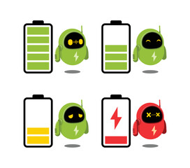 Robot and battery charge indicator icons.