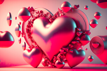 Wall Mural - 3D Abstract Heart Design made by generative ai