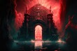 illustration of sinful curse hell gate with smoke and flame Generative Ai
