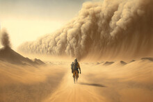 Man Walking In Sandstorm- Generative Ai