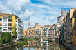 The Onyar River and sightseeing in the city of Girona (Spain, Catalonia)