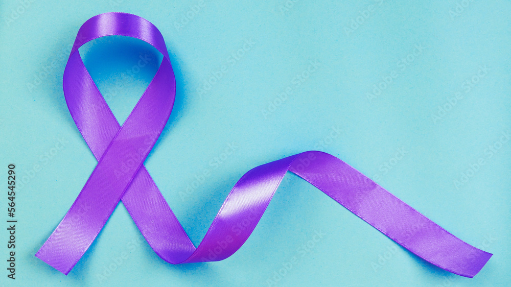 Purple Adhd Ribbon Purple ribbon on blue background ADD,ADHD,Alzheimer Disease ,Arnold ...