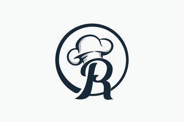 Sticker - chef logo with a combination of letter r and chef hat for any business especially for restaurant, cafe, catering, etc.