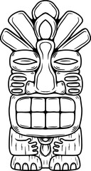 Wall Mural - Traditional polynesian tiki idol. Illustration of tribal tiki mask. Design element for decorations. Vector illustration