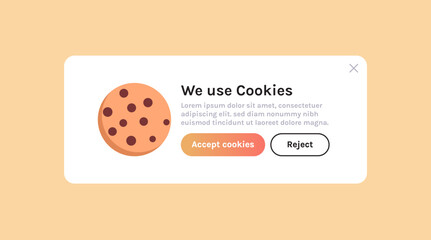 Protection of personal data information cookie and internet web page we use cookies policy concept flat vector illustration.