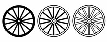 Wagon Wheel Icon Set Isolated On White Background