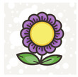 Doodle ornate flower emblem with vine. Logo for beauty studio, children books, kid and game design