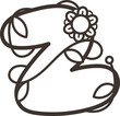 Doodle ornate letter emblem with flower. Logo for beauty studio, children books, kid and game design