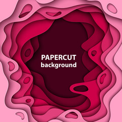 Wall Mural - Vector background with magenta pink colorful paper cut shapes. 3D abstract paper art style, design layout for business presentations, flyers, posters, prints, decoration, cards, brochure