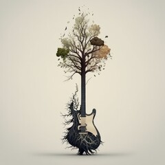 Wall Mural - stunning guitar minimalistic generative ai