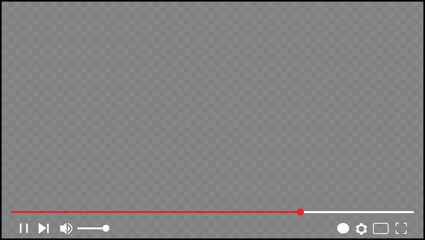 Multimedia video player frame template, transparent footage display. Live video streaming, broadcasting vector illustration