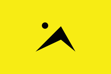 Minimal and creative initial letter a hill logo template on yellow Background