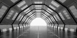 Fototapeta Perspektywa 3d - Dark Futuristic Modern Garage Showroom Tunnel Corridor. Entrance 3D Illustration