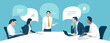 Discussion. Business meeting. Teamwork and communication concept. Vector illustration.
