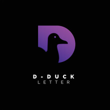 Letter D Duck Logo Gradient Design Template Illustration